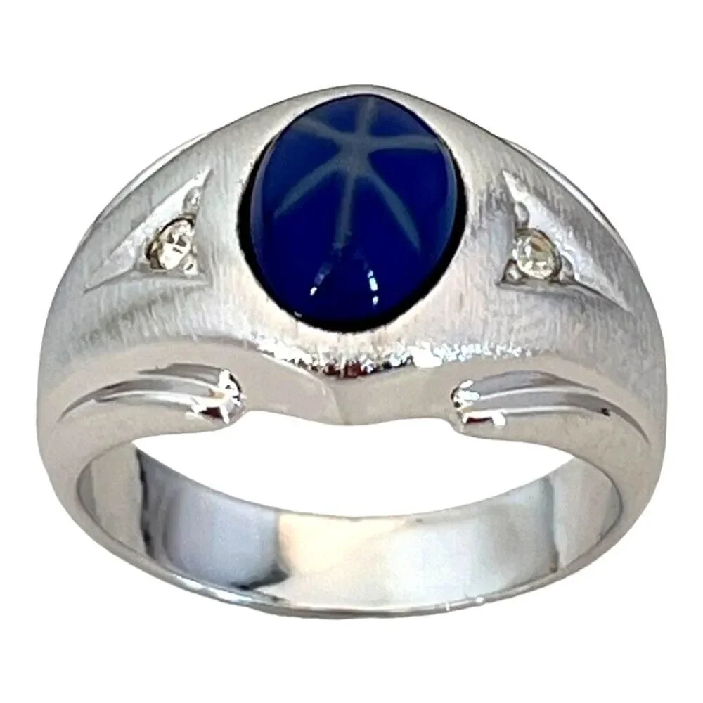 Vintage 1960s Ring Size 13 Uncas Simulated Star Sapphire Mid Century - 14Q